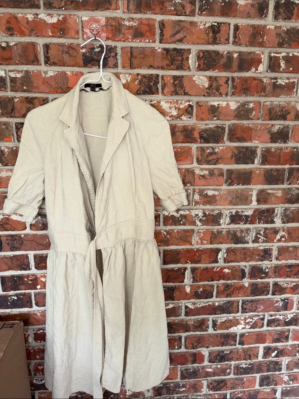 Women's Cream Linen-Blend wrap dress, size 6 medium US